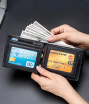 Carteira Masculina Slim em Couro Bullcaptain Modelo Lucian Aberta