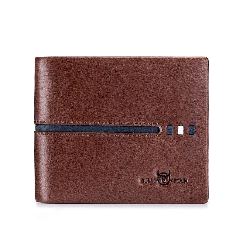 Carteira Masculina Slim em Couro Bullcaptain Modelo Lucian Cor Azul
