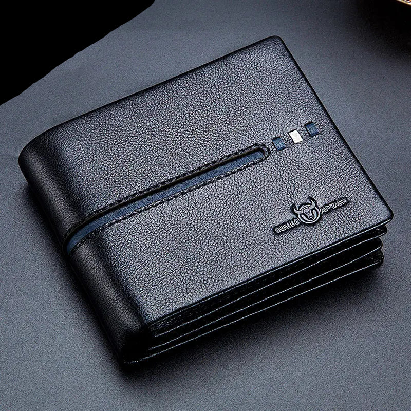 Carteira Masculina Slim em Couro Bullcaptain Modelo Lucian Preta Detalhes